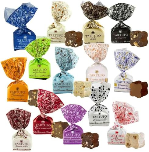 Antica Torroneria Piemontese Tartufi Dolci Assortiti, Selezione Gourmet, Cioccolato Fondente e Gianduia, Senza Glutine, 1000g, Confezione Regalo