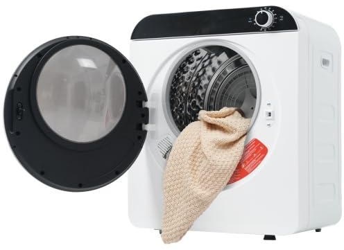 Abgastrockner, Wäschetrockner 3kg (tatsächlich 4,5kg), 830W, 4 Programme, Kühlphase, Türabdeckung komplett aus Kunststoff, Überhitzungsschutz, wandmontierbar, Energieklasse G, Weiß