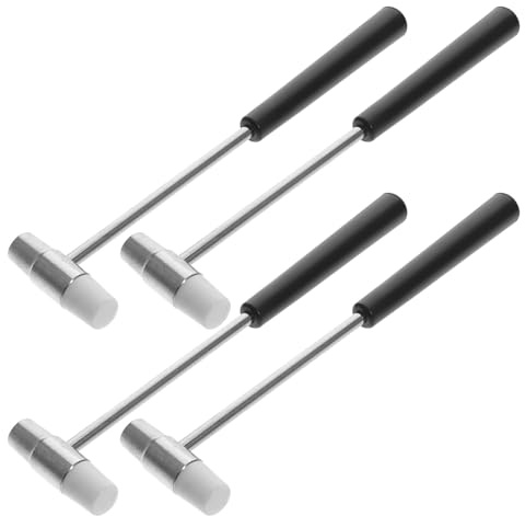 Minihammer für Uhrenreparatur, 4 Stück Doppelseitig Weich und Hart | Stahl und ABS, Schwarz, Präzises Leichtes Klopfen, für Schmuck, Polsternägel und Werktisch