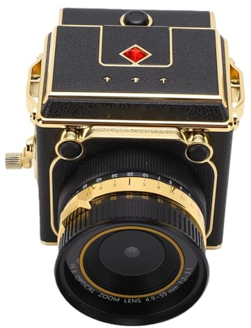 Plyisty Vintage-Digitalkamera, 12 MP, 2,7 K QHD-Video, 16-facher Zoom, Kompaktkamera mit Sucher auf Taillenhöhe, für Fotografie-Enthusiasten und Gelegenheitsanwender (Black)