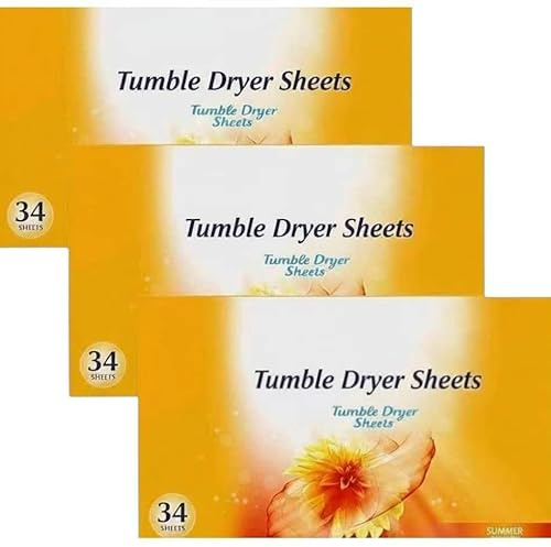 Tumble Dryer Sheets, Summer Breeze Scent, 34 Sheets per Box, Pack of 3