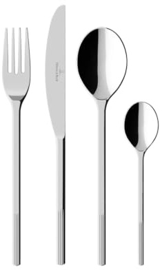 Villeroy & Boch Afina Besteckset, 24-teilig, Maße: ca. 44x29x6,5 cm, spülmaschinenfest, Tafelbesteck aus hochglanzpoliertem Edelstahl