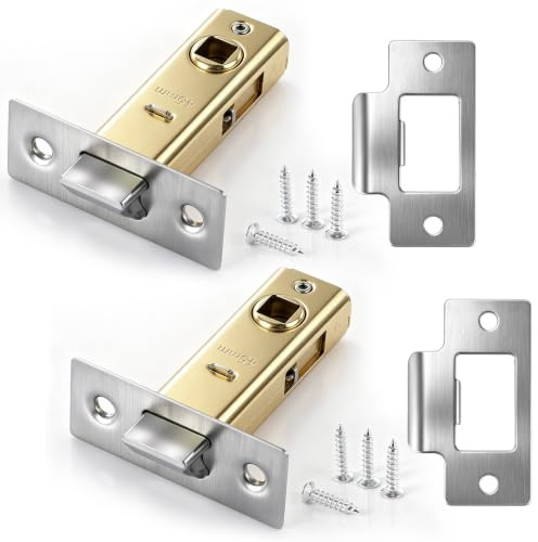 2 Set 45mm Tubular Latch Stainless Steel Mortice Lock for Internal Door Handle, 42mm Centres Sprung Latch Suit Left/Right Hand, Interior Door Latch for Sprung Lever Handles, Door Hardware & Locks