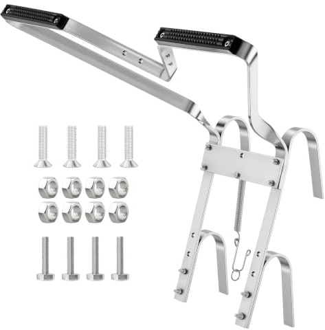 Supporto per scala in alluminio resistente, con paraurti in gomma antiscivolo a forma di V, stabilizzatore multiuso per scale universali, antiscivolo, facile da usare