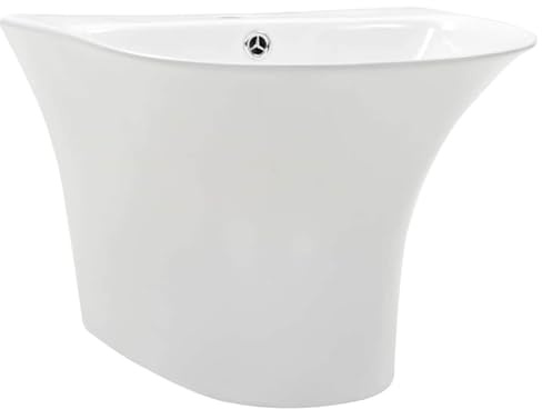 Lavabo minimalista de cerámica esmaltada blanca 47 x 45 x 37 cm para montaje en pared, diseño moderno para baños compactos, acabado fácil de limpiar.