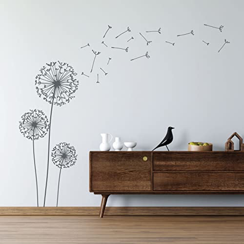 Wall Designer Wandsticker Pusteblume Blowing Away in The Wind Dandelions Height: Large (1100mm) dunkelgrau