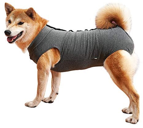Dotoner Krankenhausanzug für Hunde und Katzen, Wundschutz für Welpen, medizinische Kleidung, nach Operationen, Ersatzkragen und Kegel (S, grau)