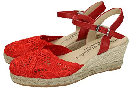 TORRES 5004 Zapatilla DE Encaje Mujer Alpargatas Rojo 36
