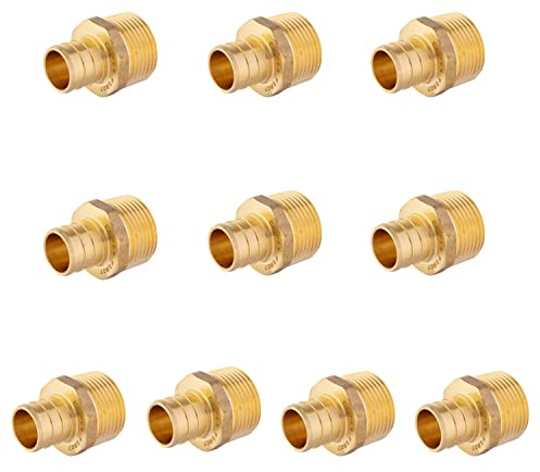 EFIELD PEX Adapter 1,9 cm x 1,9 cm NPT männlich Messing CriMP Fitting (kein Kabel) 10 Stück