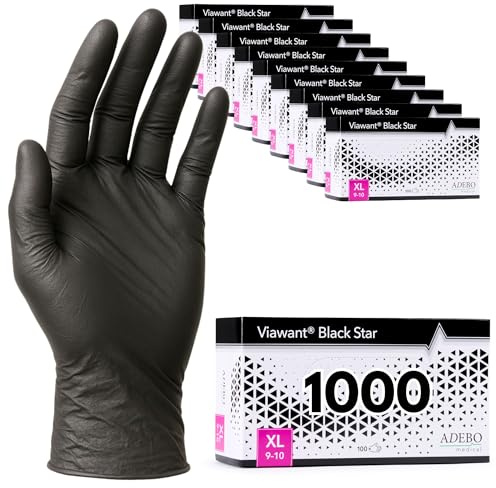 Einweghandschuhe 1000 Stück | XL | Nitrilhandschuhe Schwarz | Puderfreie, latexfreie Einmalhandschuhe | Reißfest & feinfühlig | EN 455 & EN 374 | Gr. XS, S, M, L, XL