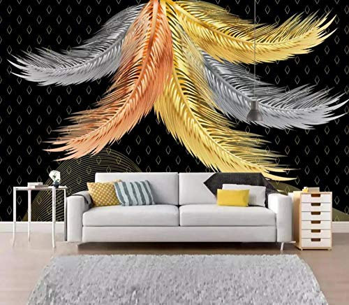 Tapete 3D Wandbild Helle Luxusluxushand Gezeichnete Federn Fototapete 3D Effekt Vliestapete Wohnzimmer Wanddeko