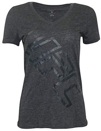 Reebok UFC AH9309 Damen-T-Shirt mit V-Ausschnitt, UFC-Logo, Schwarz