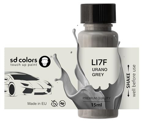 SD COLORS Urano Grey LI7F I7F 5K Neuer Ausbesserungslack, 15 ML, Reparaturpinsel, Farbcode LI7F I7F 5K Uranograu