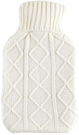 HomeZone 1.8L Hot Water Bottle With Cover Soft Knitted Hotwater Bottles For Pain Relief Removable Cream Cover Large Capacity Hot Water Bottles For Adults And Kids Compact Size for Travel