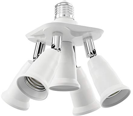 ledscom.de E27 Sockel, 5-fach Splitter-Adapter, weiß