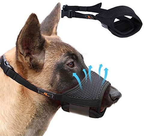 Homkeen Maulkorb für Hunde, weich, verhindert Beißen, Bellen und Kauen mit verstellbarer Schlaufe, atmungsaktives Netzgewebe (Größe XL, Schwarz)