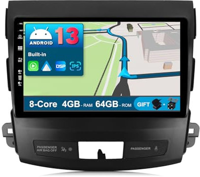 JOYX Android 12 Autoradio Passt für Mitsubishi Outlander (2008-2015) - [4G+64G] - Eingebaut DSP/Carplay/Android Auto - LED Rückfahrkamera MIC KOSTENLOS - 9 Zoll -Mit Lenkradsteuerung 4G WiFi BT5.0 DAB