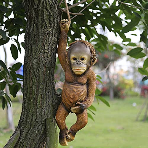 CLLX Gartenstatuen AFFE Ornamente Deko,Ungezogener AFFE Hängende Baumskulptur,Gartendeko Harzstatue,Gartenfiguren Außen Dekoration,A