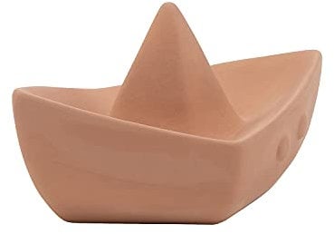 Nattou Jouet de Bain en Caoutchouc 100% Naturel, Jouet Bateau pour la Baignoire, Sans BPA, Silicone, Orange