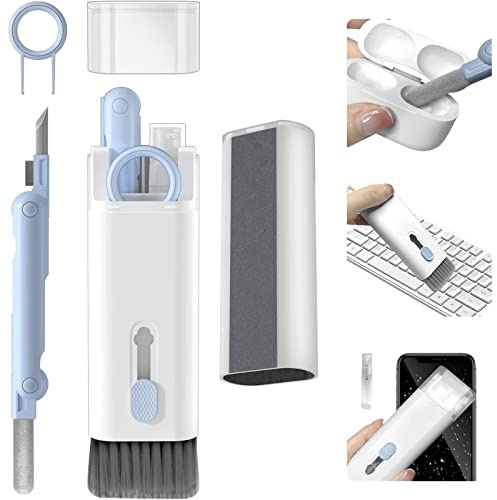 Tastatur reinigungsset,kopfhörer reinigungsset,Keyboard Cleaning kit,7 in 1 Keyboard Cleaning kit,Multifunction Cleaner mit,für Earbuds Smartphone Laptop Reinigung Set (Blau)