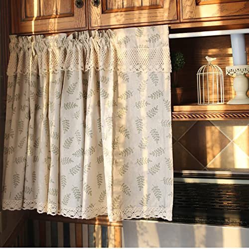 izielad Tende da Cucina Tendine Corte della Finestra Stile Rustico Tendina Oscuranti Decorazione per Balcone Camera Bistrot 140X70CM