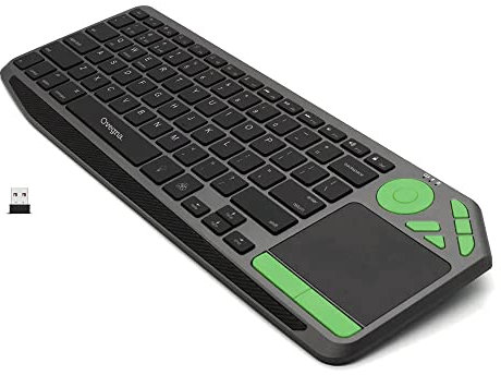 Ovegna K26: Clavier sans Fil, avec Batterie intégré, Rétro-éclairé, Bluetooth et 2.4Ghz, Ultra-Fin, Pavé Tactile, pour Smart TV, tablettes sous iOS, Android, PC sous Windows, Mac et Linux (Green)