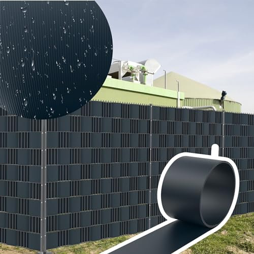 YRHome 30x Sichtschutzstreifen Zaun 2,5m x 19cm Hart PVC Sichtschutz Rolle für Doppelstabmattenzaun Blickdicht Wetterfest Windschutz Zaunfolie Zaunsichtschutz Garten Balkon Gartenzaun Anthrazit