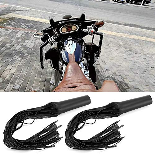 Majatou Poignées de Guidon Moto en Cuir PU avec Franges, Universel Couvercle Guidon Levier Housse