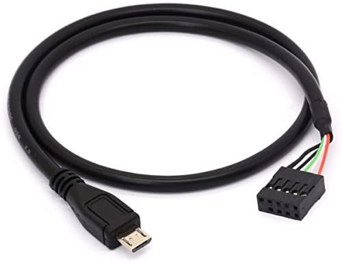 Tomost 9 Pin USB Motherboard Female Header to Micro USB Male Adapter Dupont Extender Cable,Micro Male to 10Pin Female USB Dupont Cord (50 cm /1.6 FT)