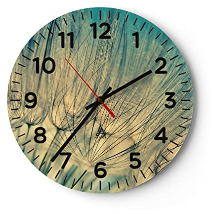 Modern Wanduhr Löwenzahn Makro Löwenzahn 30x30cm Rund Klein Wand Uhr Glas Analog Zimmeruhren Küche Büro Wohnzimmer Glasuhr Wall Clock Dekoration Design Wanddekoration Küchenuhr C4AR30x30-4846