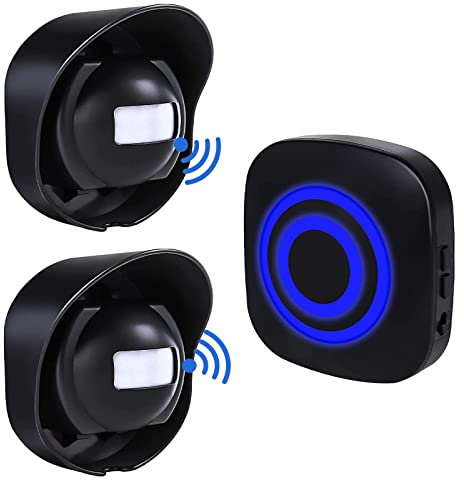 HommyFine Motion Sensor Alarm Detector, Wireless Visitor Door Entry Chime Alart with PIR Motion Sensor Detector and Plug-in Receiver for Business Home Office or Shop