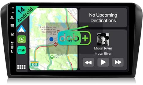YUNTX [DAB-4G+64G] Android 14 Autoradio für Mazda 3 (2004-2012)-[Integriertes DAB+/CarPlay/Android Auto/DSP/GPS]-9” IPS 2.5D Touch-Screen-mit MIC+Kamera-USB/MirrorLink/Bluetooth 5.0