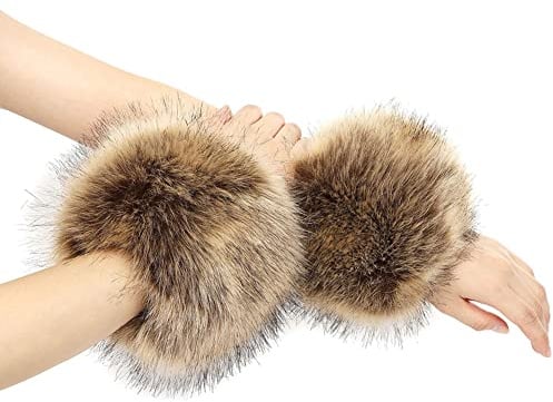 JAWSEU Fell Stulpen Fell Manschette Stulpen Pulswärmer Faux Fuchs Pelz Armstulpen, Winter Warme Pulswärmer, Weiche Winter-Arm-Wärmer-Hülsen für Frauen