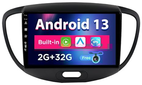 SXAUTO Android 14 Autoradio für Hyundai I10 (2007-2013) - Eingebaut CarPlay Android Auto - Kamera - Lenkradsteuerung/DAB/4G/Dual-Band WiFi/Bluetooth5.0/DSP - 2 Din 9 Zoll