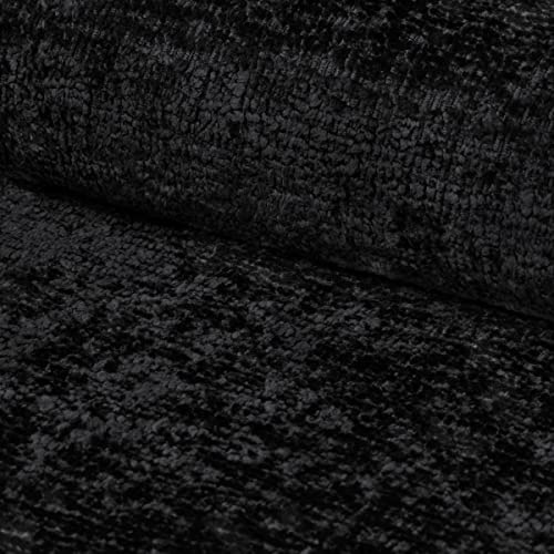 HEKO PANELS Polsterstoff Meterware Bouclé Optik Teddystoff Tenza Schwarz 1m | Stoff aus PES, UV-beständig, wasserdicht, Nähstoffe, Möbelstoffe, Dekostoffe, Handwerken, 143 x 100 cm