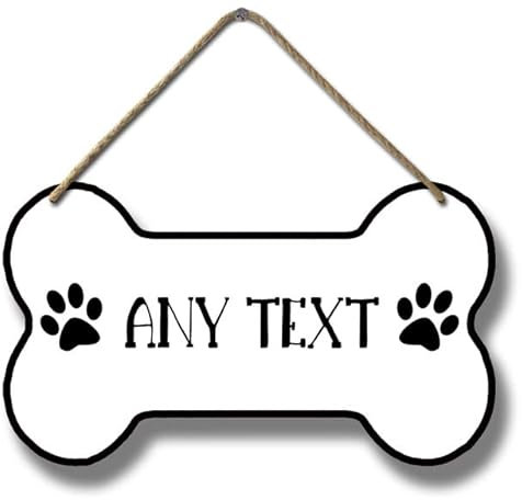 Horienteeon Ymaotrade Personalisiertes Hundeknochen-Schild, individuelles Hundehaus-Holzschild, Dekoration, Haustierpfote, individuelles Namensschild, Wanddekoration, 21,1 x 12,2 cm