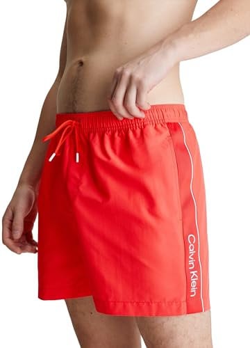 Calvin Klein Homme Short De Bain Medium Drawstring Long, Rouge (Hot Heat), M