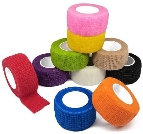 10 Rollen Selbsthaftende Bandage Tape Haftbandage Verband Hund Bandagen Tierische Bandagen Pflasterverband Fixierbinde Elastische Selbstklebender Für Finger Zehen 2.5cm X 4.5m (Farb)