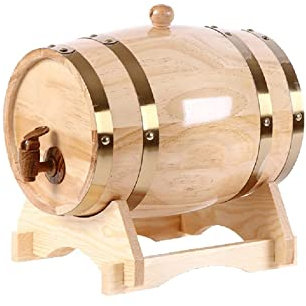 Barril de Vino Barril de Roble Color Madera 3L/5L/10L Vino Barril Dispensador，Barril De Vino De Roble，Estilo Vintage，Dispensador De Agua De Barril De Roble For Almacenar Vino O Bebidas(Size:3L)