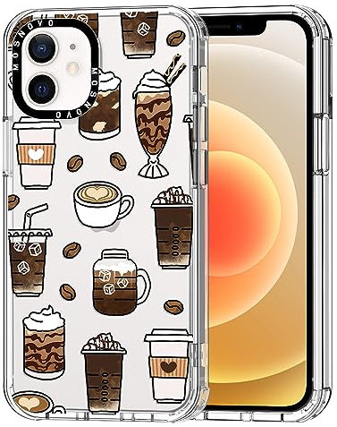 MOSNOVO für iPhone 12 / iPhone 12 Pro Hülle – Durchsichtige, schlanke, stoßfeste TPU+PC-Handyhülle, [6,6 Fuß Fallschutz/Anti-Abziehen] - Kaffee