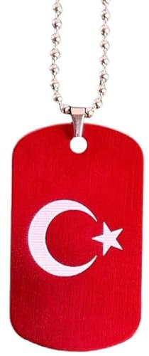 DogTag Türkiye Kette Ayyildiz Auto Anhänger Halskette Türkei Flagge 30 x 50 MM (Ay Yildiz)