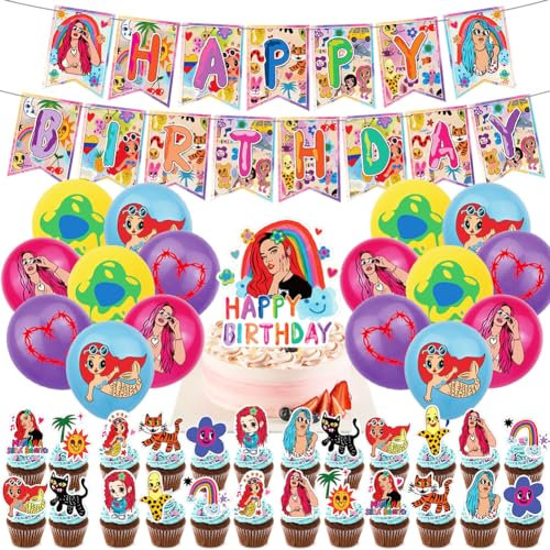 42 Pcs Karol G Singer Decoracion Cumpleaños,Suministros de fiesta de cumpleaños Singer Karol G, Suministros para Fiestas de Cantantes Temática,Globo del cantante,Fiesta de fans de cantantes