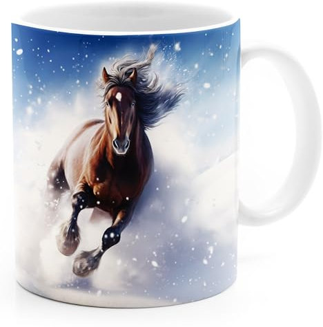 SpecialMe® Tasse Pferde-Motive Wintermotive XMAS Geschenk für Pferde-Liebhaber Pferdefans Mädchen weiß standard