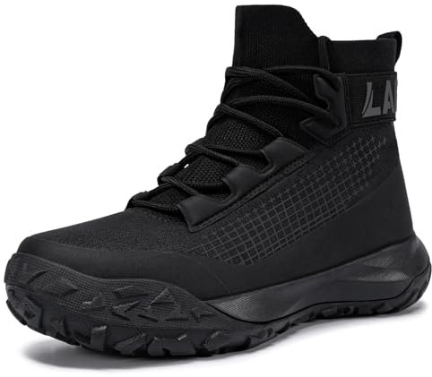 LARNMERN Safety Boots Men Anti Smash Work Boots Shock Absorption Steel Toe Cap Boots Comfortable Safety Shoes Breathable (Matte Black,7UK,41EU)