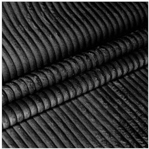 DreamRoots Cord Stoff Meterware Gewicht 380 g/m2 - Polsterstoff Cord Meterware 140 cm breit - Möbelstoff Meterware - Breitcord Meterware Black Beauty 1M