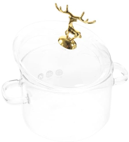 TOPBATHY Cacerola De Vidrio Borosilicato Con Tapa De y Asas Dobles Olla De Sopa y Pasta Para Cocina Para Cocción De Verduras y Culinarias