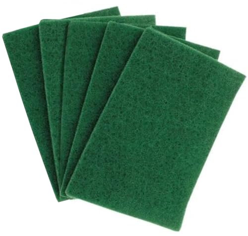 Scouring Pads Kitchen Sponge Scourer Pads Heavy Duty Washing Up Cleaning Scrubber Sponges Multi-Purpose Non-Scratch Abrasive Green Scourer Pads Household Scrubber Scourers Dish Pads (Pack Of 5)