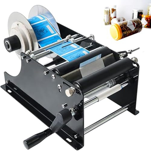 Round bottle self-adhesive labeling machine, Adjustable Manual Labeller for self-Adhesive Bottles,Semi-Automatic Label Applicator,Fast and Accurate for Round Bottles and cans