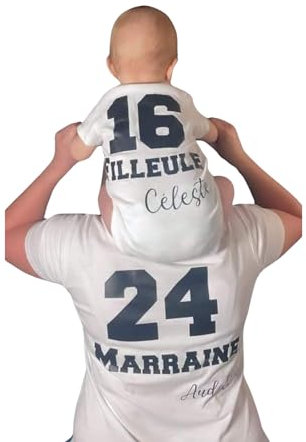 Tee-shirt personnalisé parrain marraine filleul ou filleule, cadeau de baptême (Parrain, Homme XL)