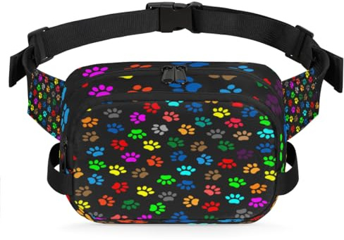 TropicalLife Hüfttasche mit Hundepfotenabdrücken für Damen, Herren, Mädchen, Jungen, Kinder, bunte Pfoten-Bauchtasche, Laufen, Sport, Wandern, Geldbörse, Gürteltasche, farbe, XL, Taschen-Organizer